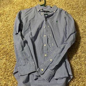 Ralph Lauren medium slim fit blue and white checked dress shirt